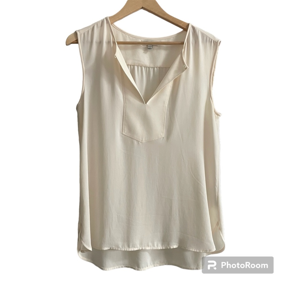 Cream colored flowy J Crew sleeveless shell, size 8